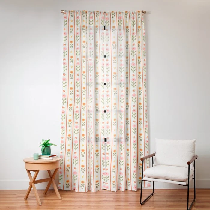 Vintage geometric flower art pattern Window Curtain