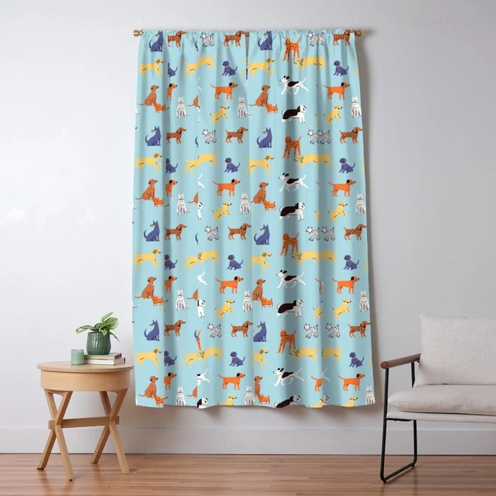 Funny dog animal cartoon art pattern Window Curtain
