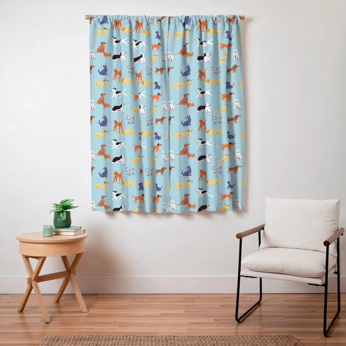 Funny dog animal cartoon art pattern Window Curtain