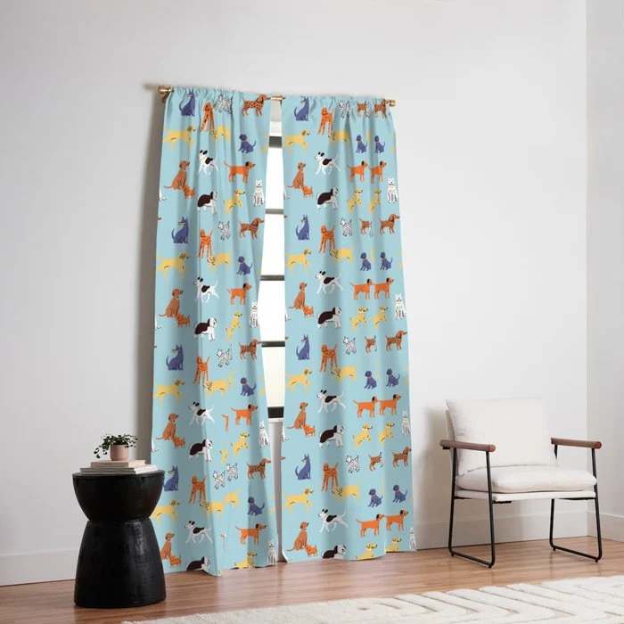 Funny dog animal cartoon art pattern Window Curtain