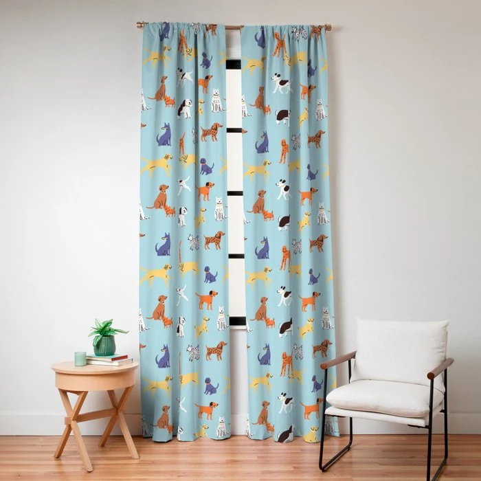 Funny dog animal cartoon art pattern Window Curtain