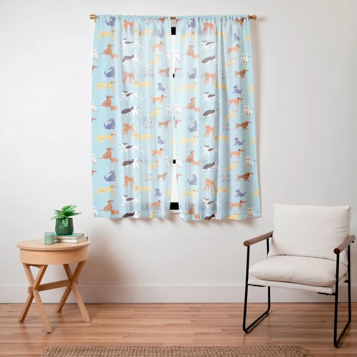 Funny dog animal cartoon art pattern Window Curtain