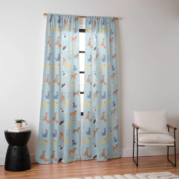 Funny dog animal cartoon art pattern Window Curtain