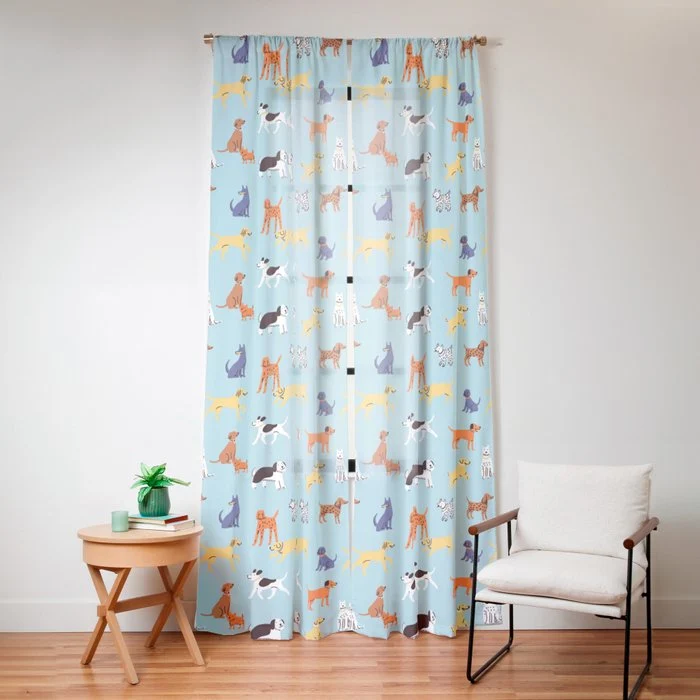 Funny dog animal cartoon art pattern Window Curtain