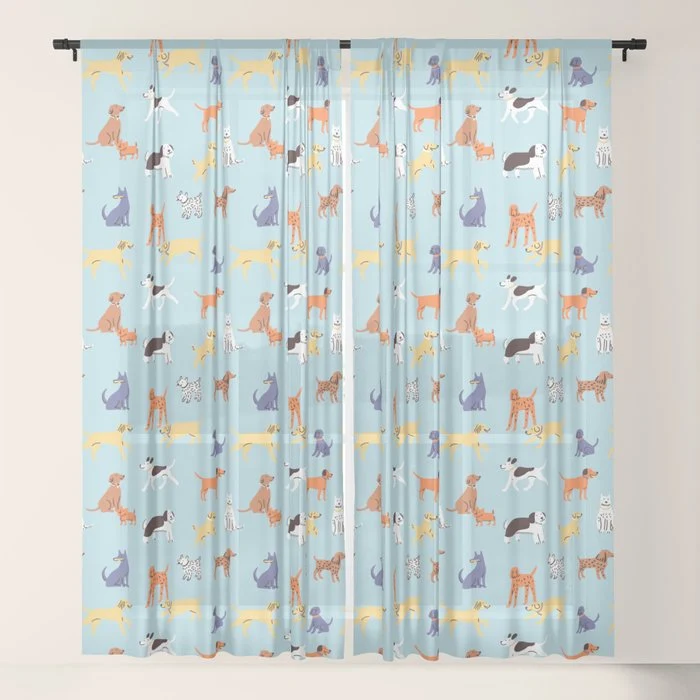 Funny dog animal cartoon art pattern Window Curtain