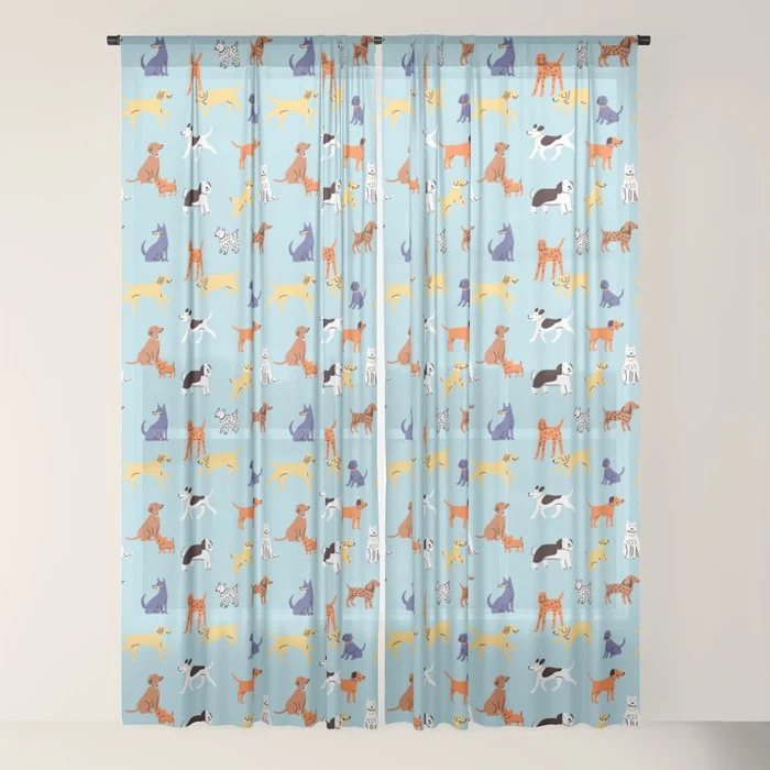 Funny dog animal cartoon art pattern Window Curtain
