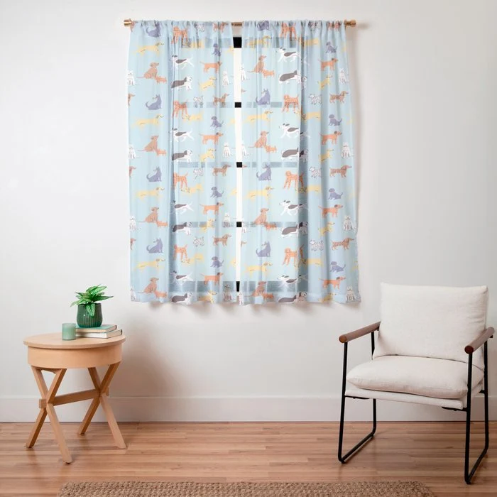 Funny dog animal cartoon art pattern Window Curtain