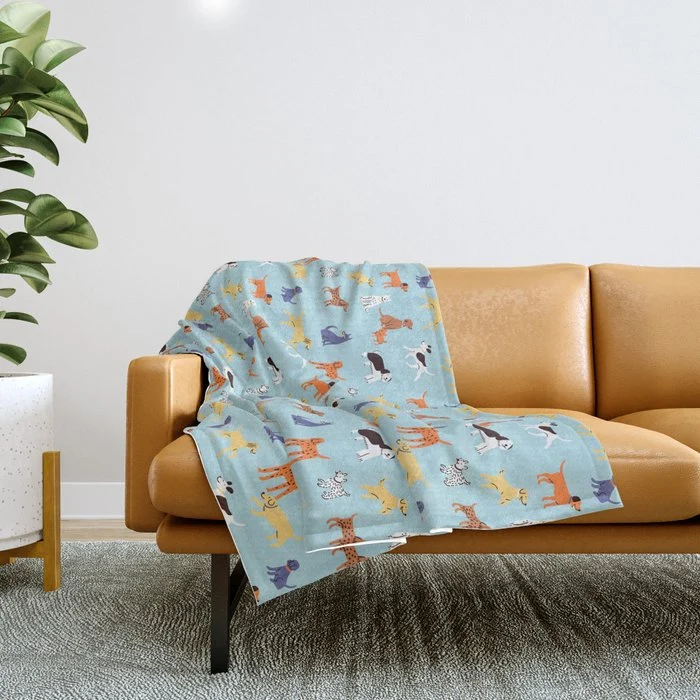 Funny dog animal cartoon art pattern Throw Blanket