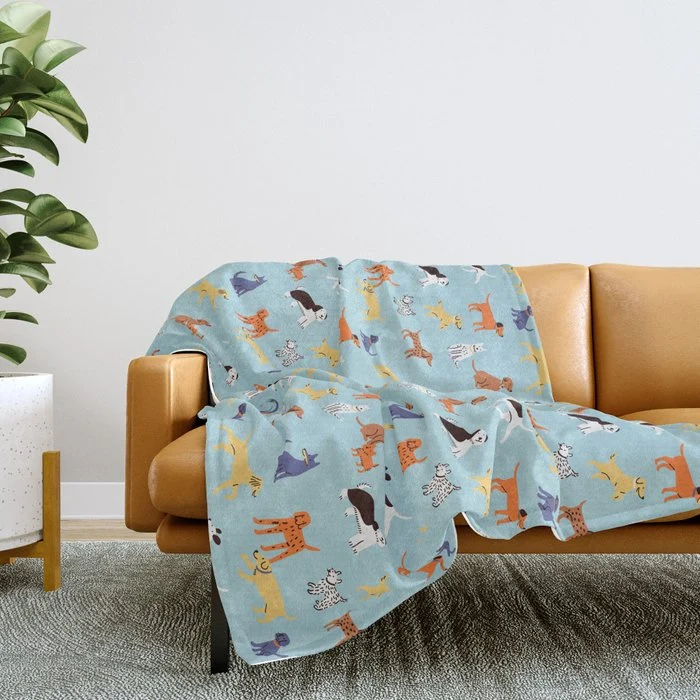 Funny dog animal cartoon art pattern Throw Blanket