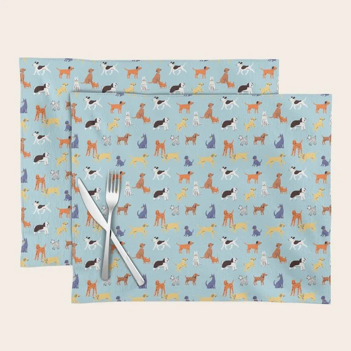 Funny dog animal cartoon art pattern Placemat