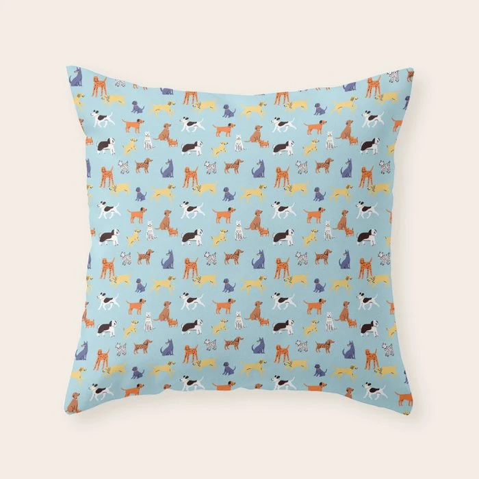 Funny dog animal cartoon art pattern Throw Pillow