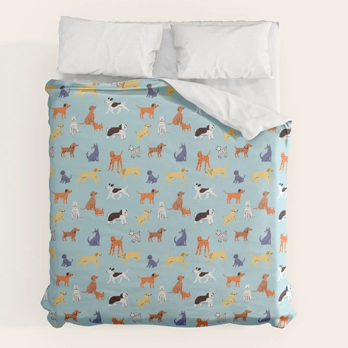 Funny dog animal cartoon art pattern Duvet Cover