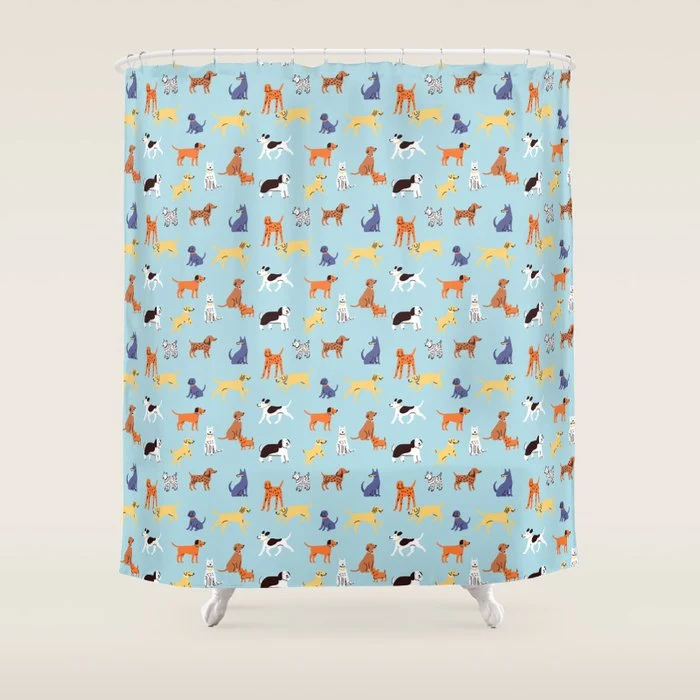 Funny dog animal cartoon art pattern Shower Curtain