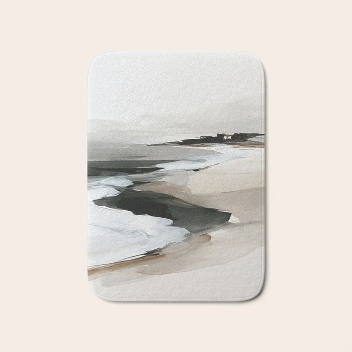Neutral Coastal Seascape Minimal Landscape Bath Mat