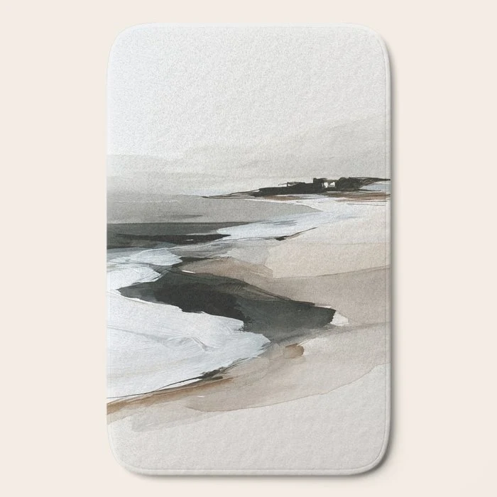 Neutral Coastal Seascape Minimal Landscape Bath Mat