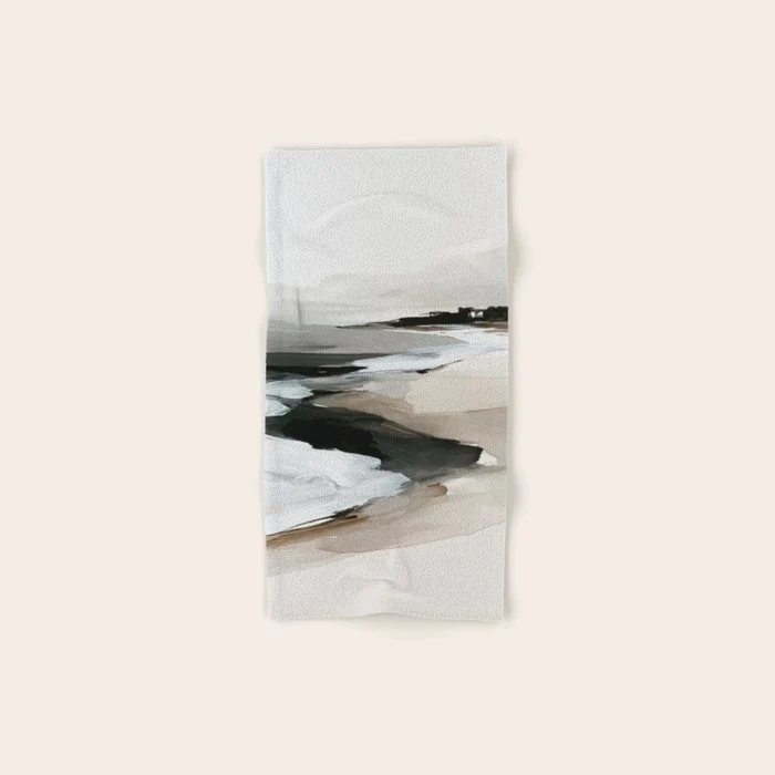 Neutral Coastal Seascape Minimal Landscape Bath Towel