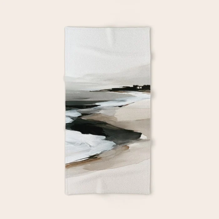 Neutral Coastal Seascape Minimal Landscape Bath Towel