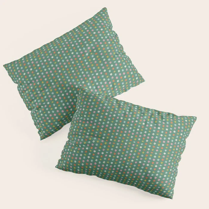Colorful vintage flower art pattern Pillow Sham
