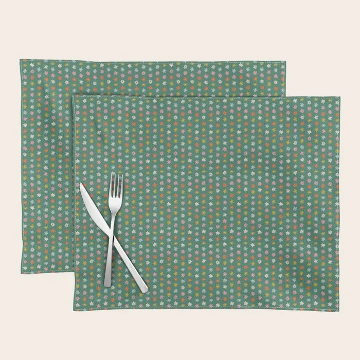 Colorful vintage flower art pattern Placemat