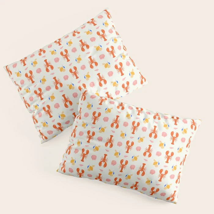 Mediterranean lobster sea food art pattern Pillow Sham