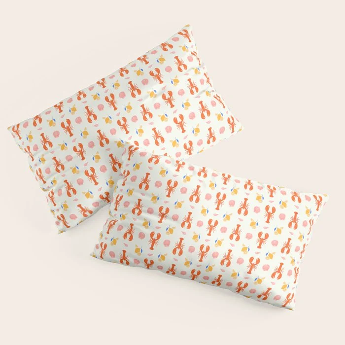 Mediterranean lobster sea food art pattern Pillow Sham