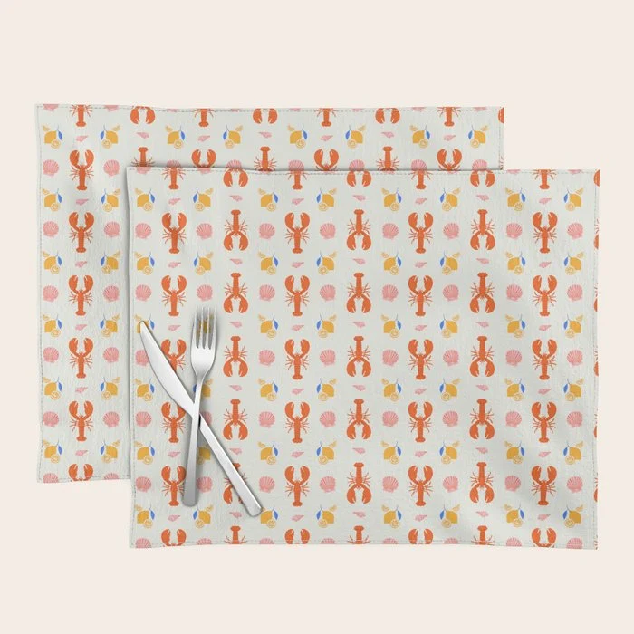 Mediterranean lobster sea food art pattern Placemat