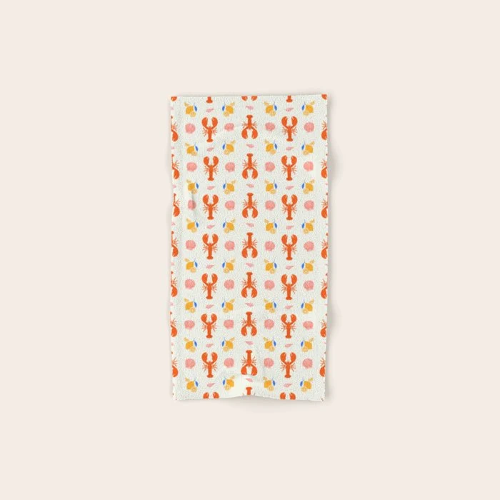Mediterranean lobster sea food art pattern Bath Towel