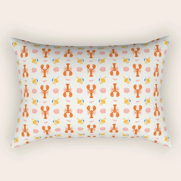 Mediterranean lobster sea food art pattern Rectangular Pillow