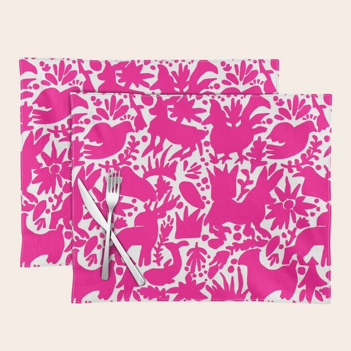 Hot Pink Otomi Bright Pattern Placemat