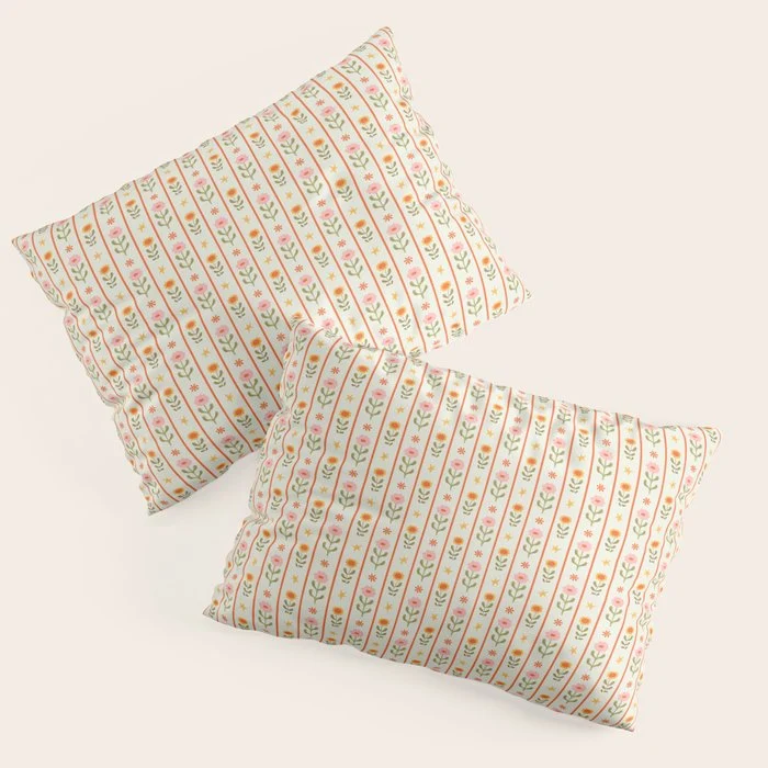 Vintage geometric flower art pattern Pillow Sham