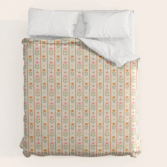 Vintage geometric flower art pattern Duvet Cover