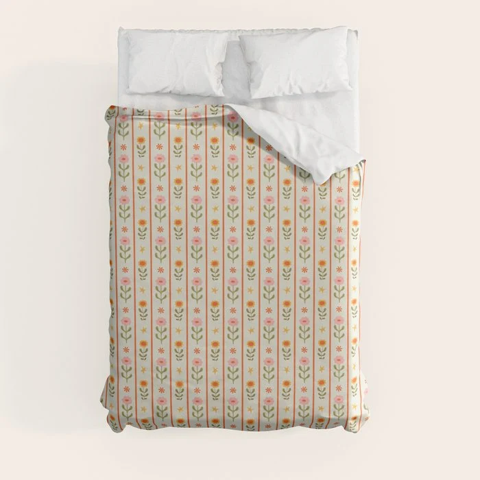 Vintage geometric flower art pattern Duvet Cover