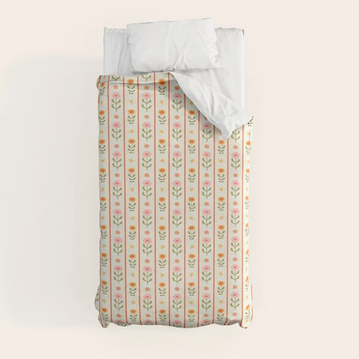 Vintage geometric flower art pattern Duvet Cover