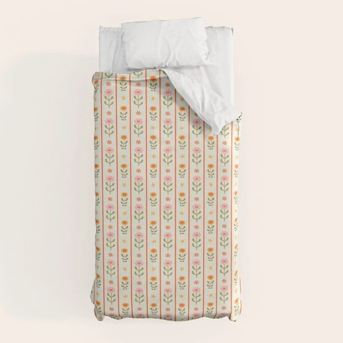 Vintage geometric flower art pattern Duvet Cover