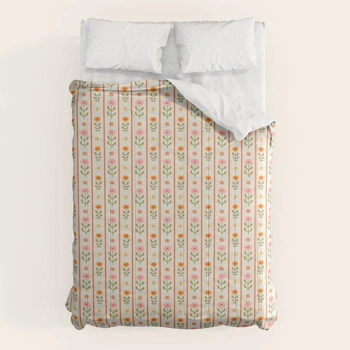Vintage geometric flower art pattern Comforter