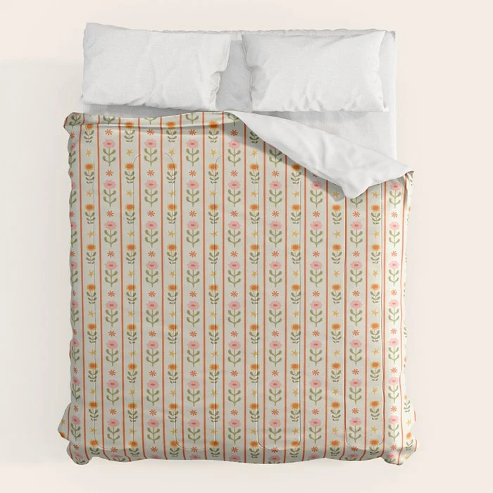 Vintage geometric flower art pattern Comforter