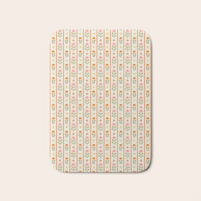 Vintage geometric flower art pattern Bath Mat