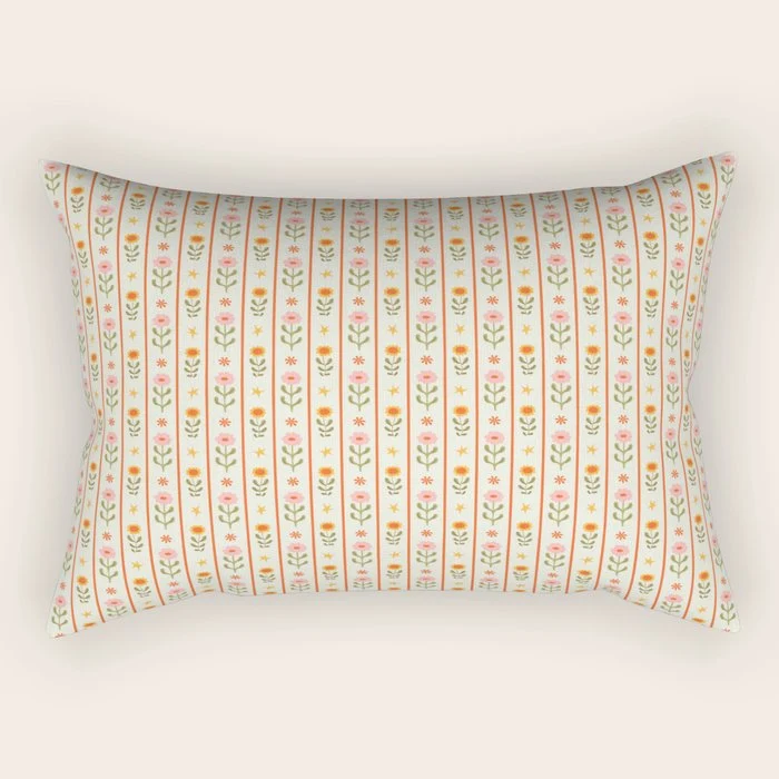 Vintage geometric flower art pattern Rectangular Pillow