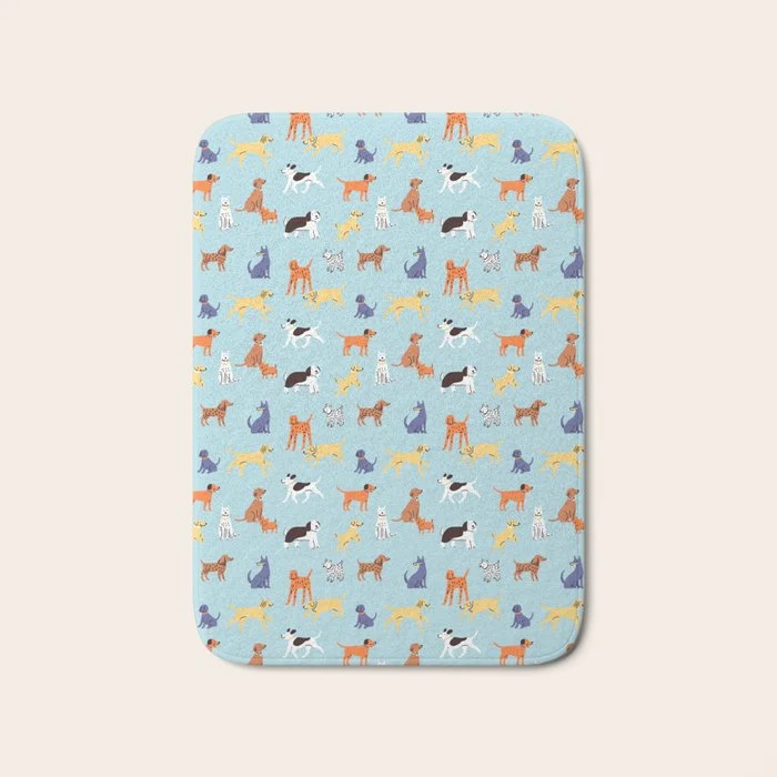 Funny dog animal cartoon art pattern Bath Mat