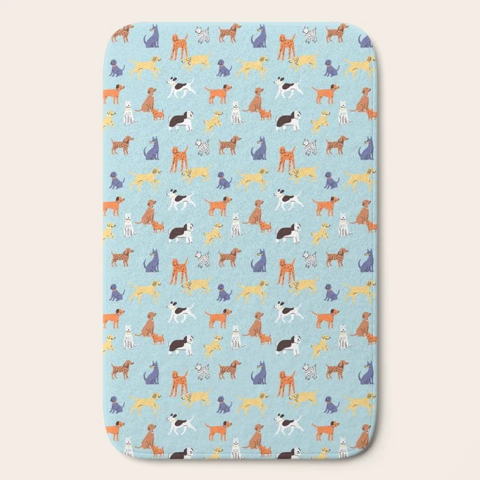 Funny dog animal cartoon art pattern Bath Mat