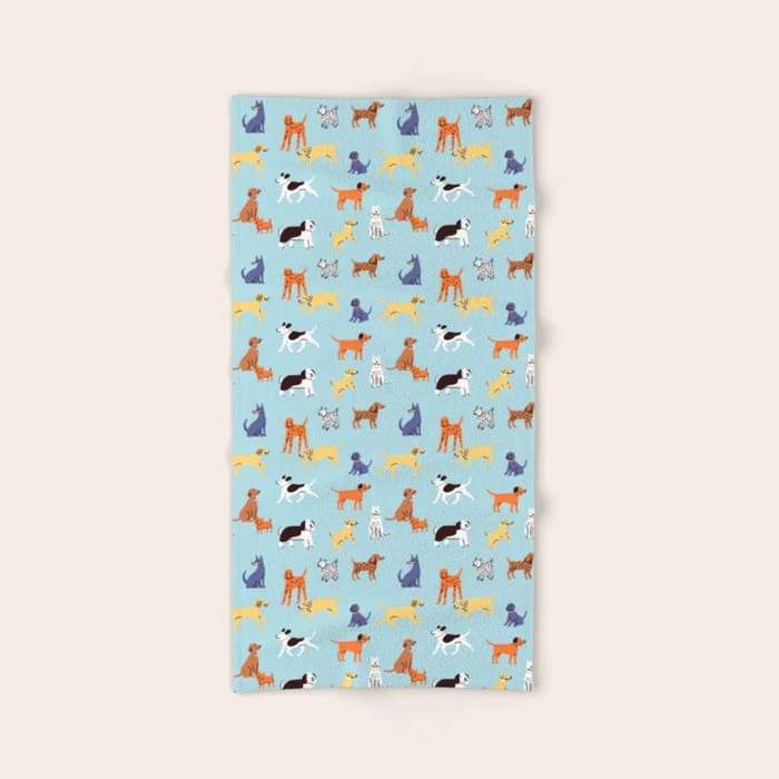 Funny dog animal cartoon art pattern Bath Towel