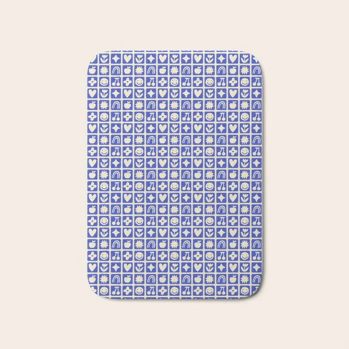 Blue children shape mosaic art pattern Bath Mat