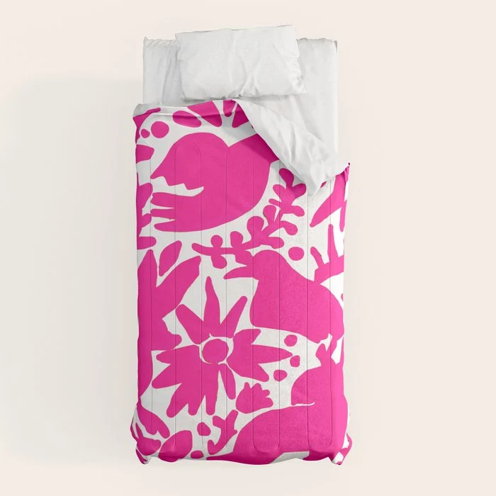 Hot Pink Otomi Bright Pattern Comforter