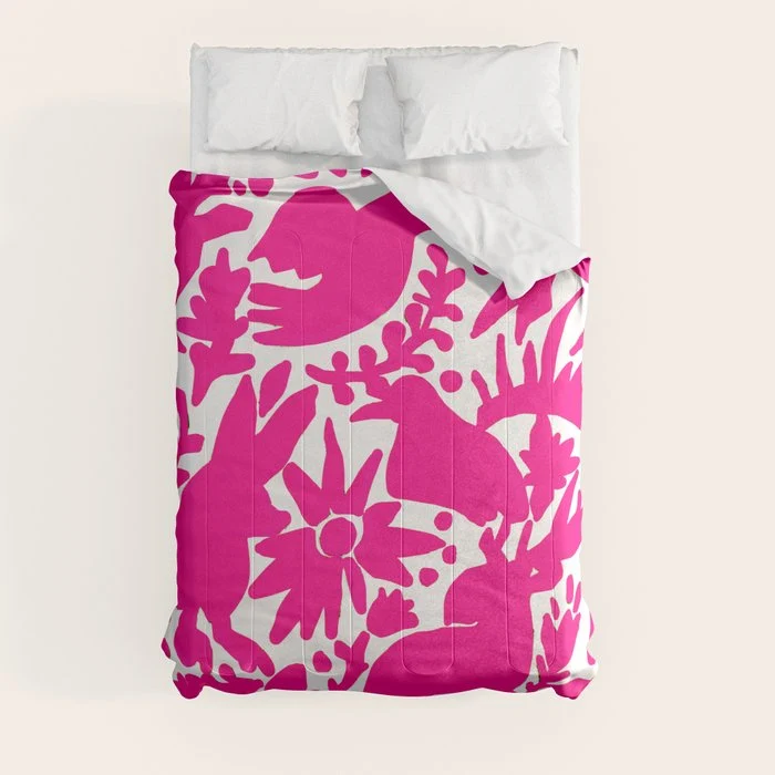 Hot Pink Otomi Bright Pattern Comforter
