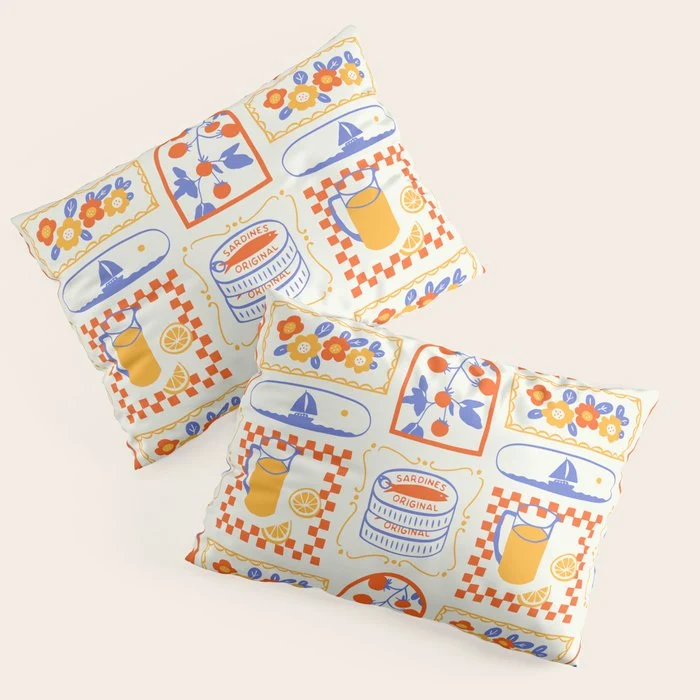 Summer vacation patchwork art pattern Pillow Sham