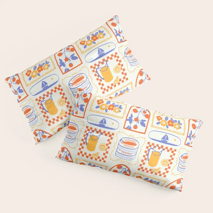 Summer vacation patchwork art pattern Pillow Sham