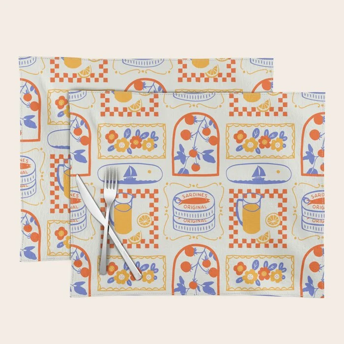 Summer vacation patchwork art pattern Placemat