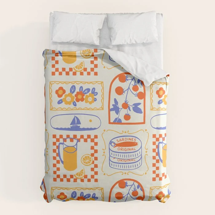 Summer vacation patchwork art pattern Duvet Cover