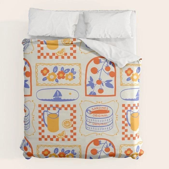 Summer vacation patchwork art pattern Duvet Cover