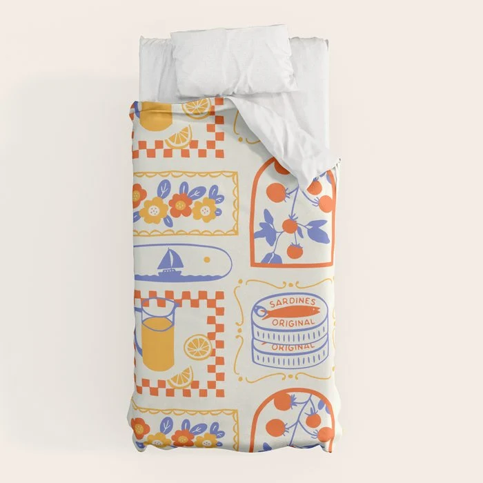 Summer vacation patchwork art pattern Duvet Cover